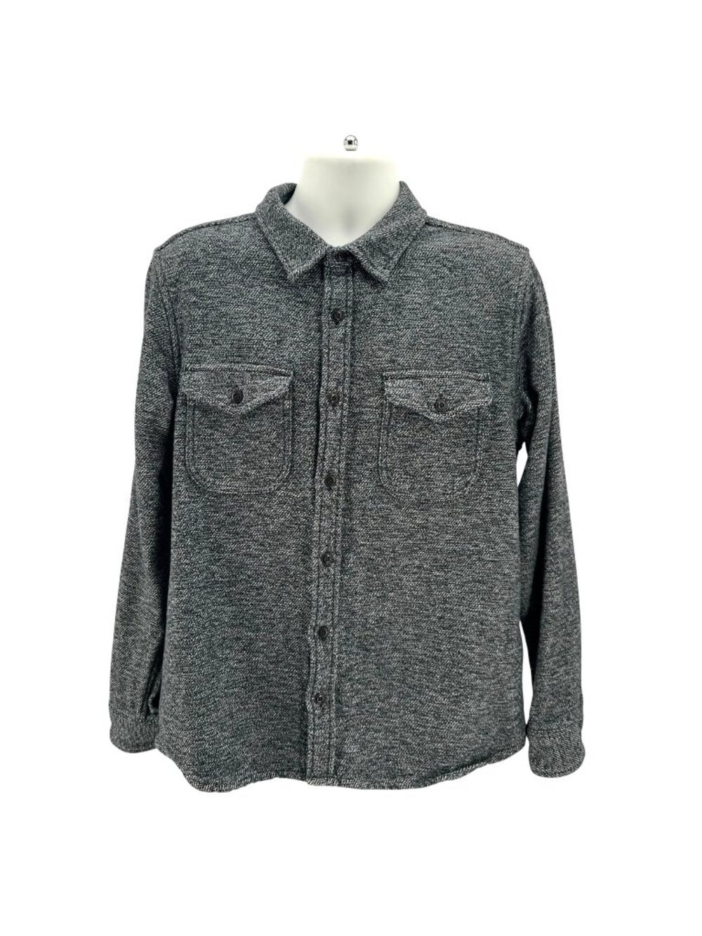 Outerknown Mens Large Shirt Blanket Shirt Organic Cotton Black Jasper